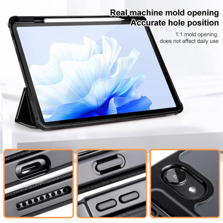 For Huawei MatePad Air 11.5 inch 3-Fold Clear Acrylic Leather Tablet Case(Black) by bashfashion