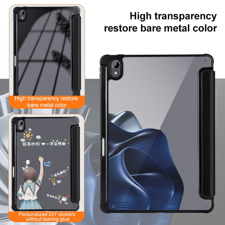 For Huawei MatePad Air 11.5 inch 3-Fold Clear Acrylic Leather Tablet Case(Black) by bashfashion