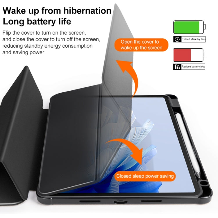 For Huawei MatePad Air 11.5 inch 3-Fold Clear Acrylic Leather Tablet Case(Black) by bashfashion