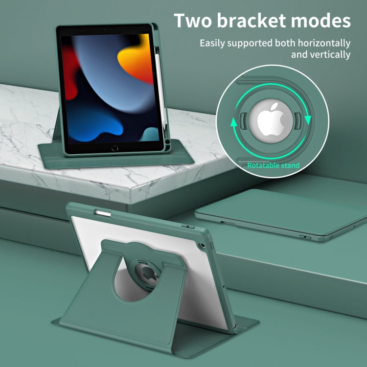 For iPad Pro 10.2 2021/2020/2019 Acrylic 360 Rotation Detachable Leather Tablet Case(Deep Green) by bashfashion