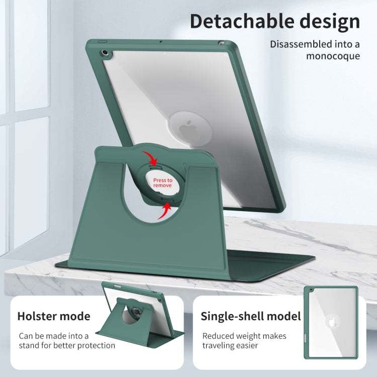 For iPad Pro 10.2 2021/2020/2019 Acrylic 360 Rotation Detachable Leather Tablet Case(Deep Green) by bashfashion