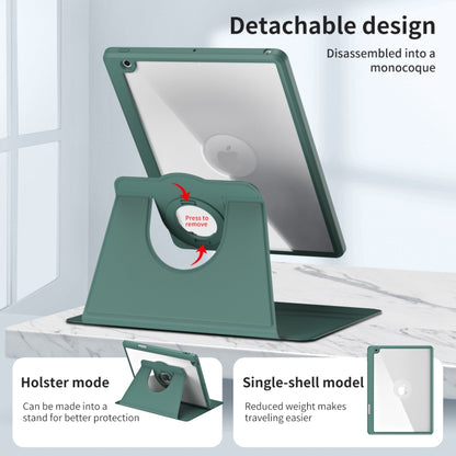 For iPad Pro 10.2 2021/2020/2019 Acrylic 360 Rotation Detachable Leather Tablet Case(Deep Green) by bashfashion