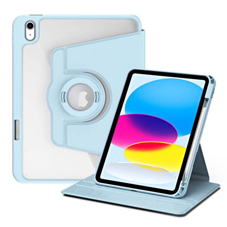 For iPad 2025 / 2022 Acrylic 360 Rotation Detachable Leather Tablet Case(Ice Blue) by bashfashion