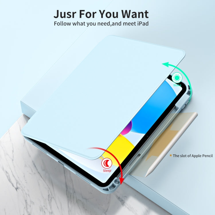 For iPad 2025 / 2022 Acrylic 360 Rotation Detachable Leather Tablet Case(Ice Blue) by bashfashion