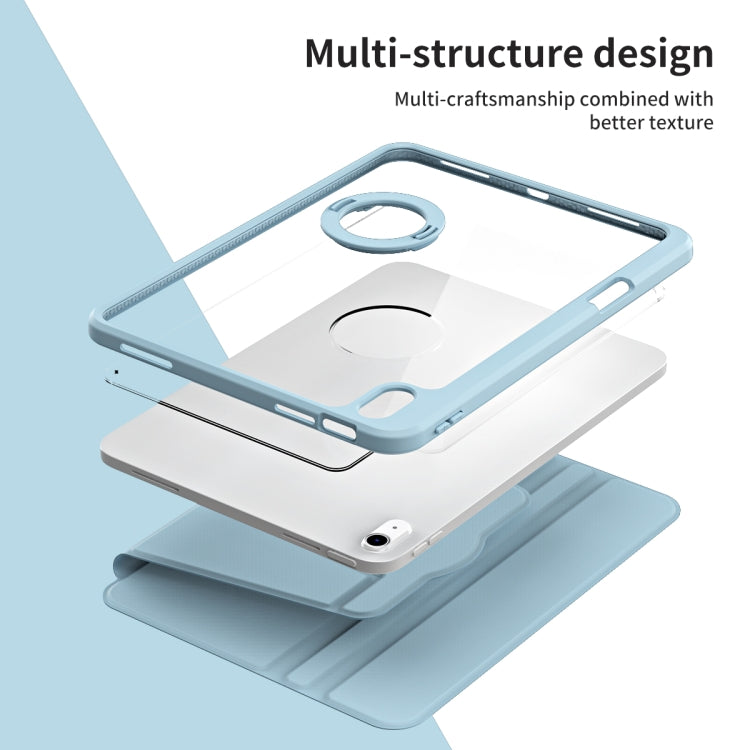For iPad 2025 / 2022 Acrylic 360 Rotation Detachable Leather Tablet Case(Ice Blue) by bashfashion