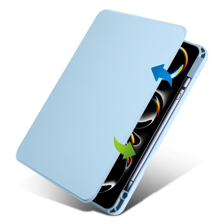 For iPad Pro 11 2025 / 2024 Acrylic 360 Rotation Detachable Leather Tablet Case(Ice Blue) by bashfashion