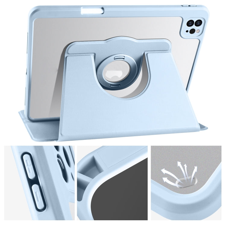 For iPad Pro 11 2025 / 2024 Acrylic 360 Rotation Detachable Leather Tablet Case(Ice Blue) by bashfashion