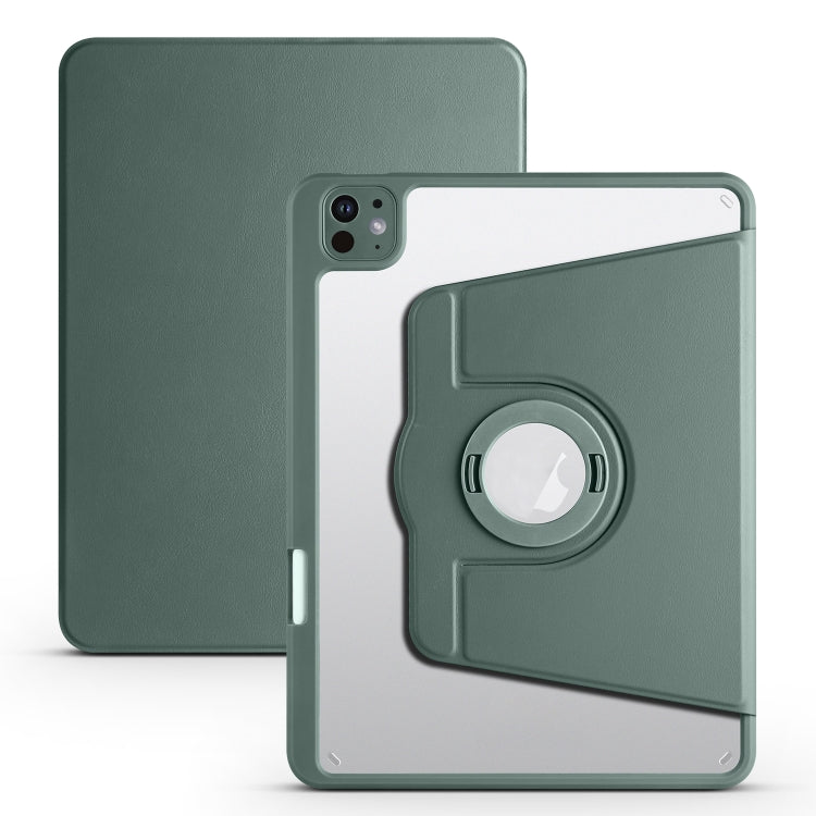 For iPad Pro 11 2025 / 2024 Acrylic 360 Rotation Detachable Leather Tablet Case(Deep Green) by bashfashion
