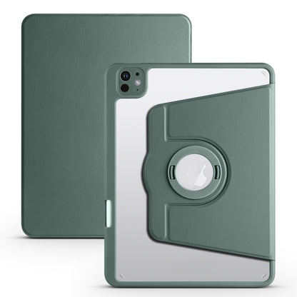 For iPad Pro 11 2025 / 2024 Acrylic 360 Rotation Detachable Leather Tablet Case(Deep Green) by bashfashion