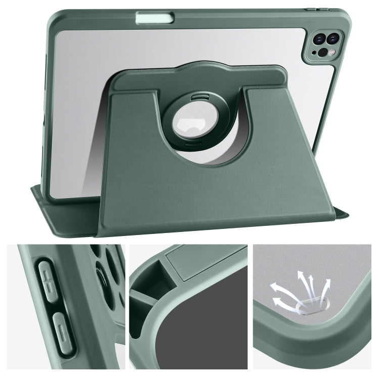 For iPad Pro 11 2025 / 2024 Acrylic 360 Rotation Detachable Leather Tablet Case(Deep Green) by bashfashion