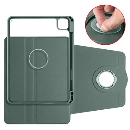 For iPad Pro 11 2025 / 2024 Acrylic 360 Rotation Detachable Leather Tablet Case(Deep Green) by bashfashion