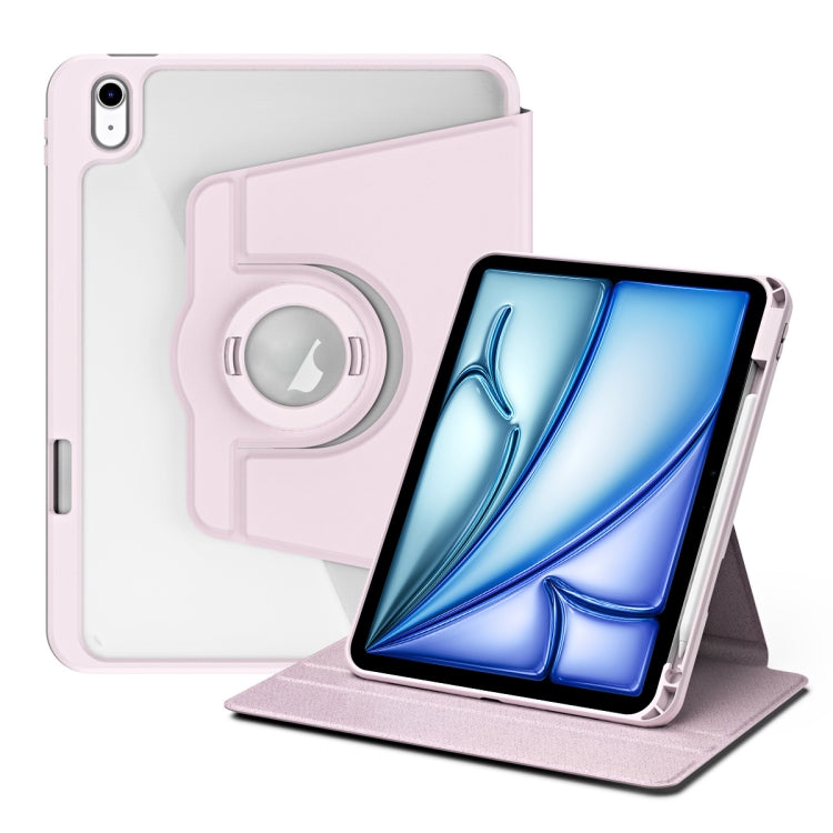 For iPad Air 13 2025 / 2024 Acrylic 360 Rotation Detachable Leather Tablet Case(Sand Pink) by bashfashion