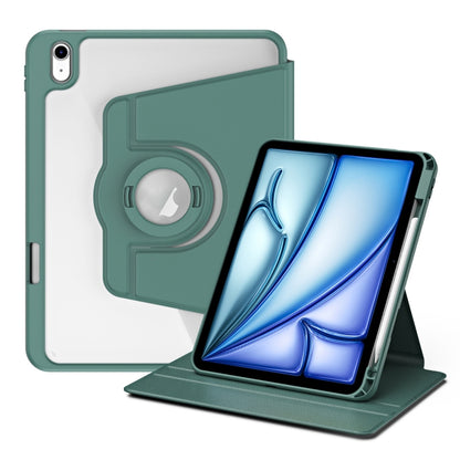 For iPad Air 11 2025 / 2024 Acrylic 360 Rotation Detachable Leather Tablet Case(Deep Green) by bashfashion