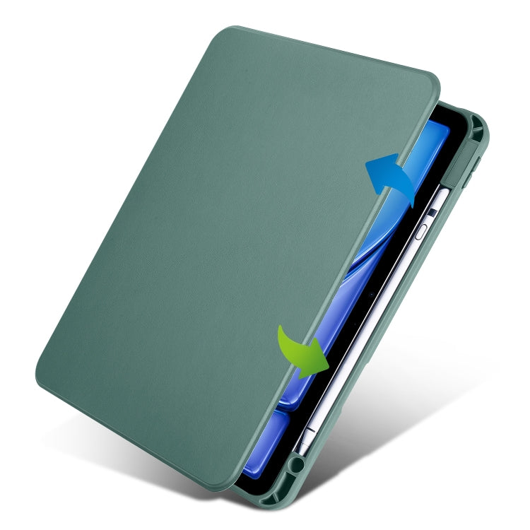 For iPad Air 11 2025 / 2024 Acrylic 360 Rotation Detachable Leather Tablet Case(Deep Green) by bashfashion