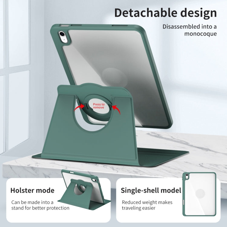 For iPad Air 11 2025 / 2024 Acrylic 360 Rotation Detachable Leather Tablet Case(Deep Green) by bashfashion
