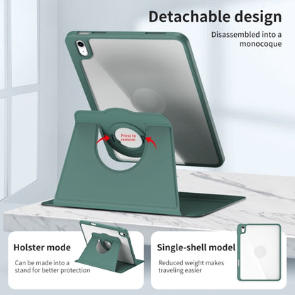 For iPad Air 11 2025 / 2024 Acrylic 360 Rotation Detachable Leather Tablet Case(Deep Green) by bashfashion