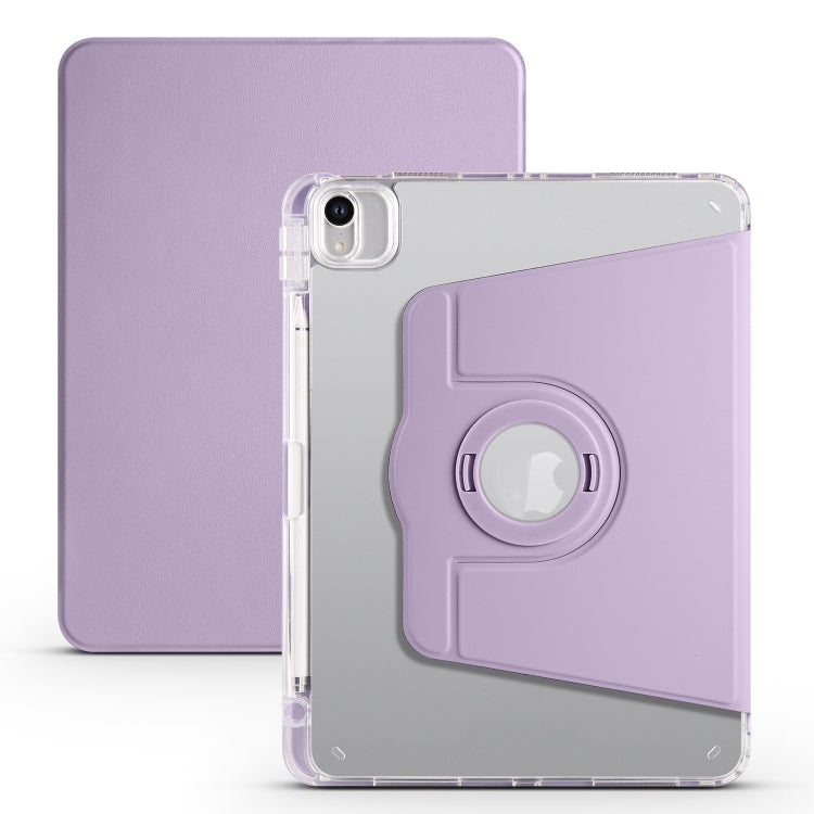 For iPad Pro 11 2022 / Air 10.9 2022 Clear Acrylic 360 Rotation Detachable Leather Tablet Case(Light Purple) by bashfashion