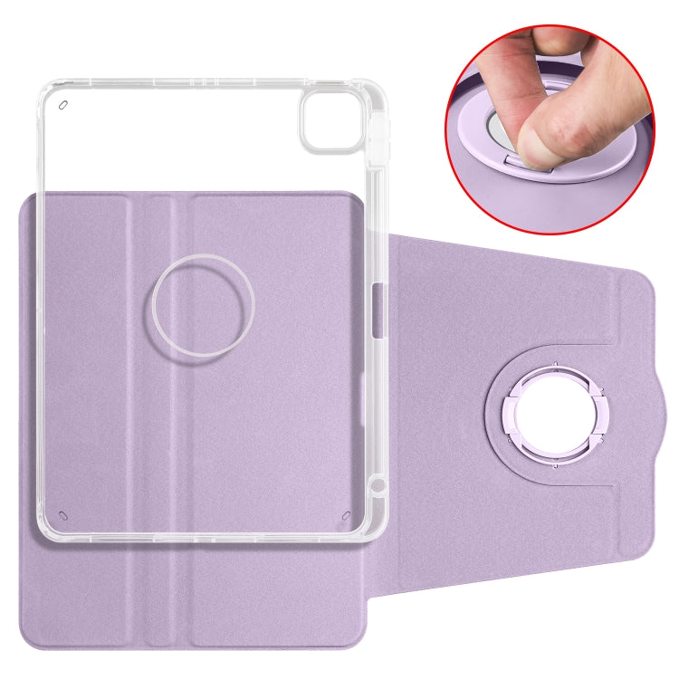 For iPad Pro 11 2022 / Air 10.9 2022 Clear Acrylic 360 Rotation Detachable Leather Tablet Case(Light Purple) by bashfashion