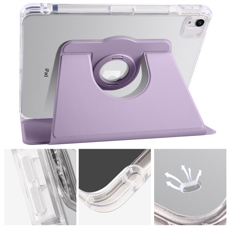 For iPad Pro 11 2022 / Air 10.9 2022 Clear Acrylic 360 Rotation Detachable Leather Tablet Case(Light Purple) by bashfashion