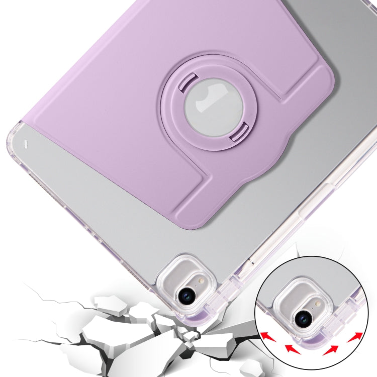 For iPad Pro 11 2022 / Air 10.9 2022 Clear Acrylic 360 Rotation Detachable Leather Tablet Case(Light Purple) by bashfashion