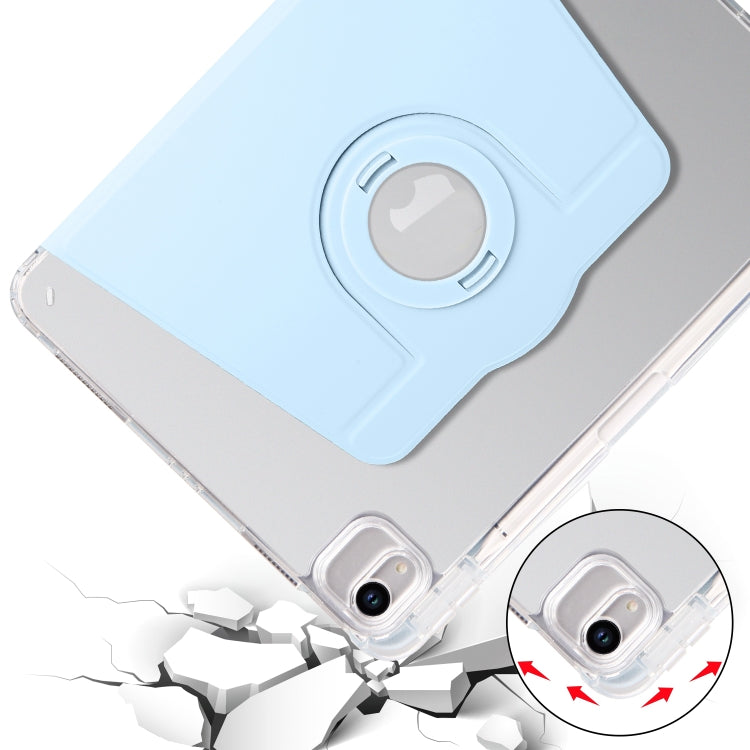 For iPad Air 11 2025 / 2024 Clear Acrylic 360 Rotation Detachable Leather Tablet Case(Ice Blue) by bashfashion