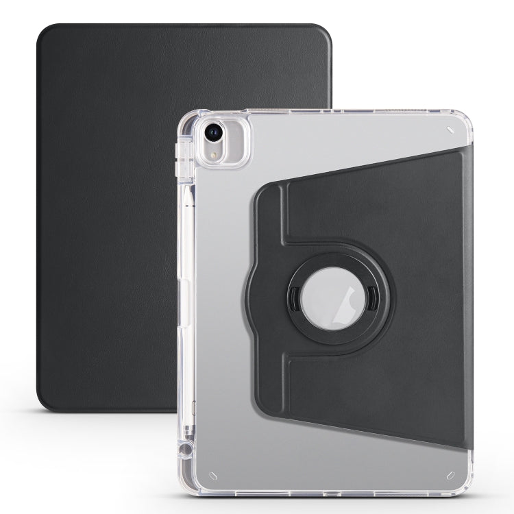 For iPad Air 13 2025 / 2024 Clear Acrylic 360 Rotation Detachable Leather Tablet Case(Black) by bashfashion
