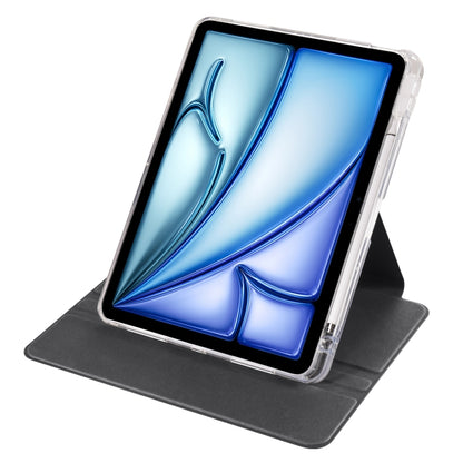 For iPad Air 13 2025 / 2024 Clear Acrylic 360 Rotation Detachable Leather Tablet Case(Black) by bashfashion