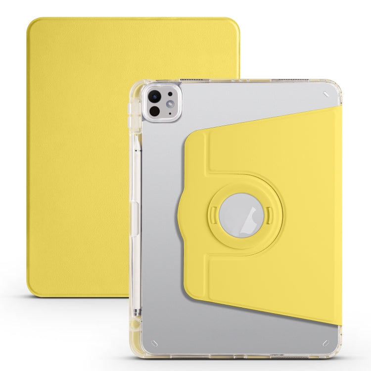 For iPad Pro 11 2025 / 2024 Clear Acrylic 360 Rotation Detachable Leather Tablet Case(Yellow) by bashfashion