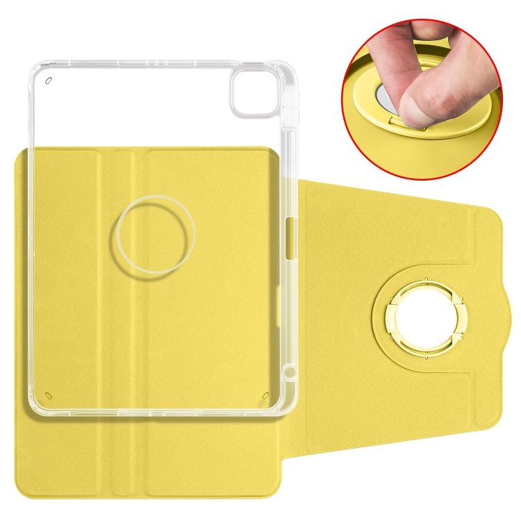 For iPad Pro 11 2025 / 2024 Clear Acrylic 360 Rotation Detachable Leather Tablet Case(Yellow) by bashfashion