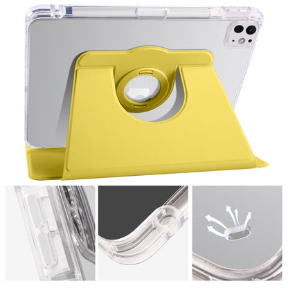 For iPad Pro 11 2025 / 2024 Clear Acrylic 360 Rotation Detachable Leather Tablet Case(Yellow) by bashfashion