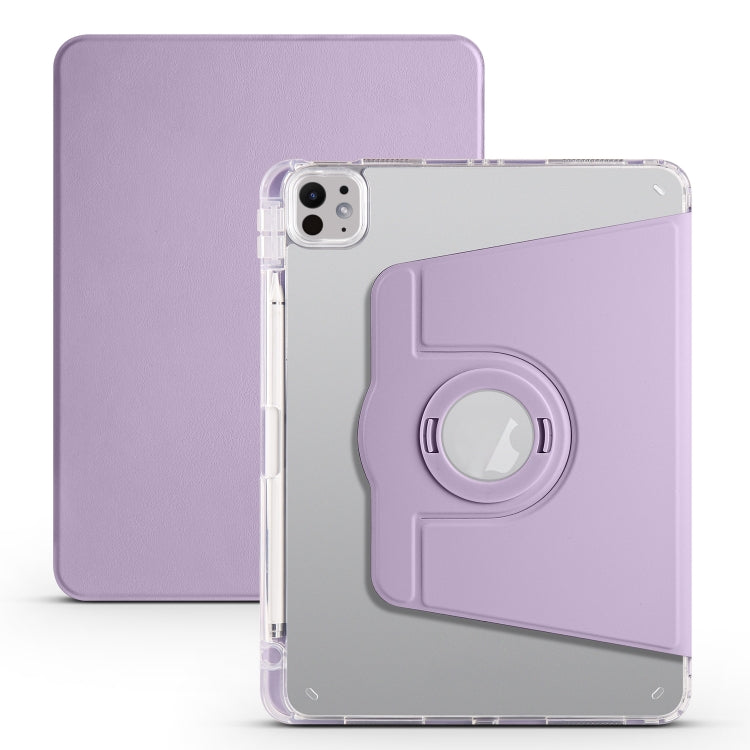 For iPad Pro 11 2025 / 2024 Clear Acrylic 360 Rotation Detachable Leather Tablet Case(Light Purple) by bashfashion