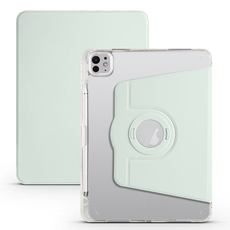 For iPad Pro 13 2025 / 2024 Clear Acrylic 360 Rotation Detachable Leather Tablet Case(Light Green) by bashfashion