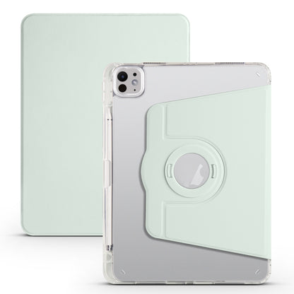 For iPad Pro 13 2025 / 2024 Clear Acrylic 360 Rotation Detachable Leather Tablet Case(Light Green) by bashfashion