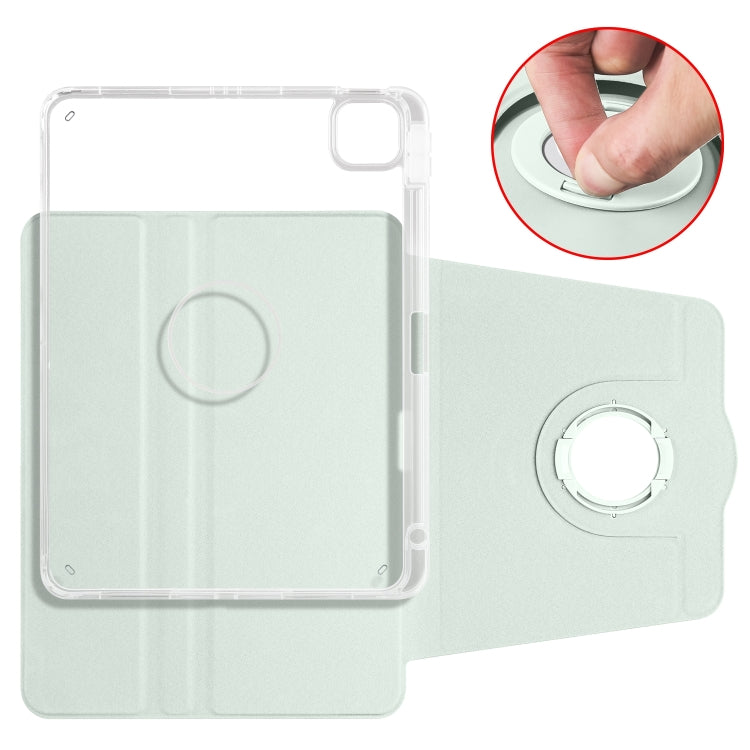 For iPad Pro 13 2025 / 2024 Clear Acrylic 360 Rotation Detachable Leather Tablet Case(Light Green) by bashfashion