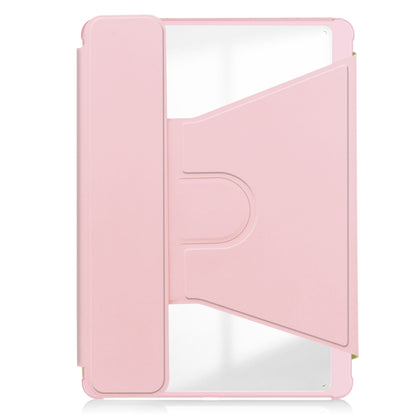 For Samsung Galaxy Tab S9 360 Rotation Transparent Smart Leather Case with Keyboard(Pink) by bashfashion
