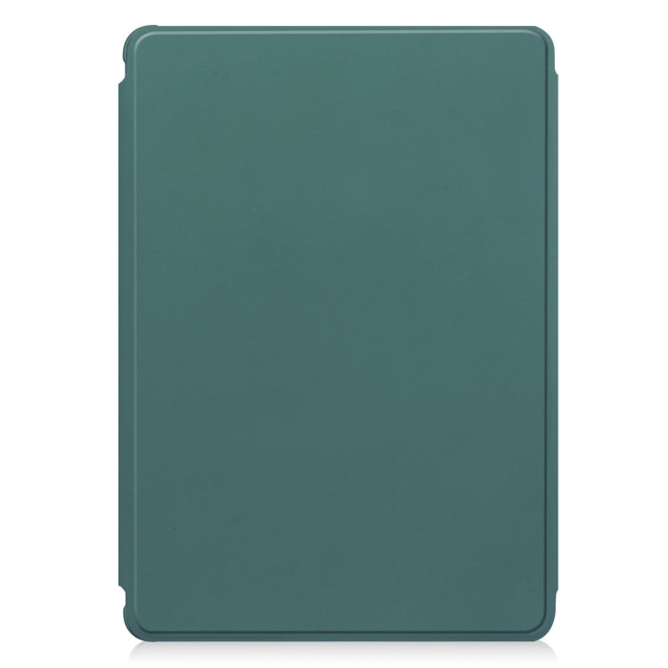 For Samsung Galaxy Tab S9 FE+ / S10+ 360 Rotation Transparent Smart Leather Case with Keyboard(Dark Green) by bashfashion