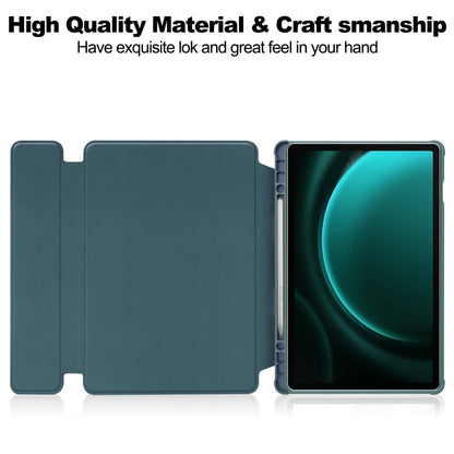 For Samsung Galaxy Tab S9 FE+ / S10+ 360 Rotation Transparent Smart Leather Case with Keyboard(Dark Green) by bashfashion