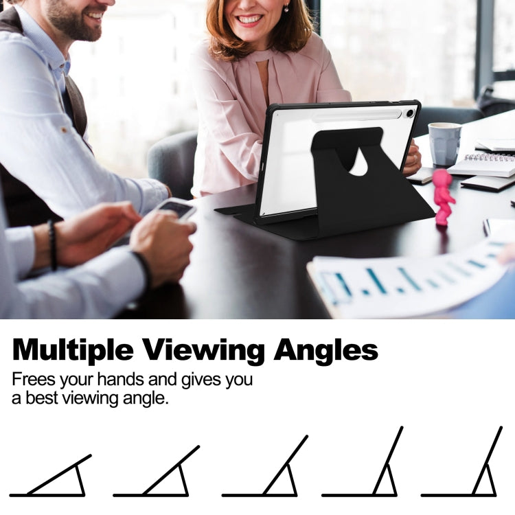 For Samsung Galaxy Tab S9 FE / S10 FE 360 Rotation Transparent Smart Leather Case with Keyboard(Black) by bashfashion