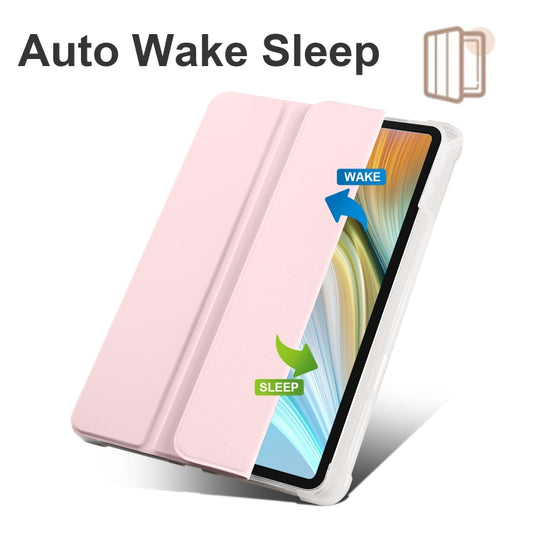 For Honor Pad 8 3-folding Transparent TPU Smart Leather Tablet Case(Ice Pink) by bashfashion