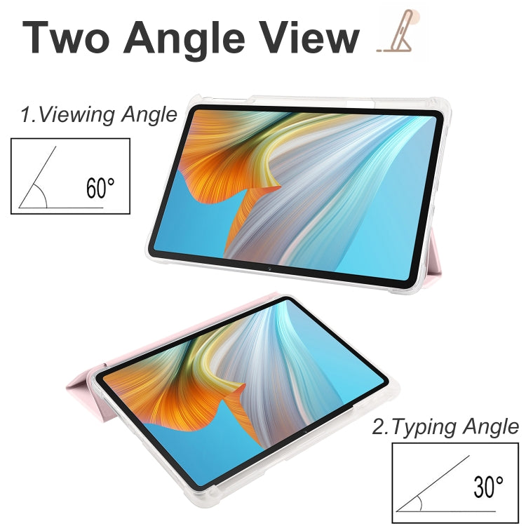 For Honor Pad 8 3-folding Transparent TPU Smart Leather Tablet Case(Ice Pink) by bashfashion