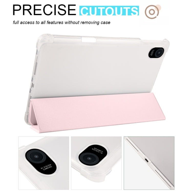For Honor Pad 8 3-folding Transparent TPU Smart Leather Tablet Case(Ice Pink) by bashfashion