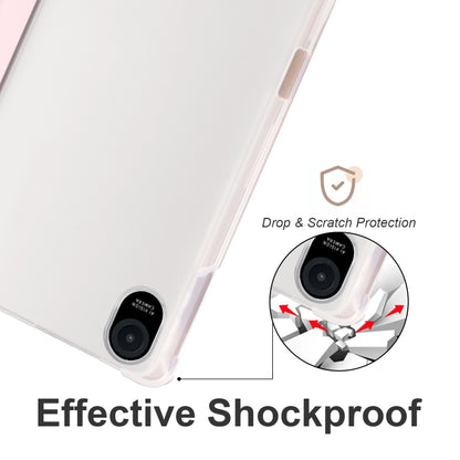 For Honor Pad 8 3-folding Transparent TPU Smart Leather Tablet Case(Ice Pink) by bashfashion