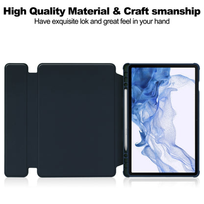 For Samsung Galaxy Tab S9 360 Rotation Transparent Smart Leather Case(Dark Blue) by bashfashion