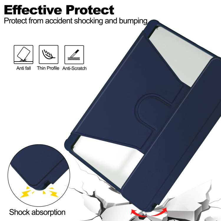 For Samsung Galaxy Tab S9 360 Rotation Transparent Smart Leather Case(Dark Blue) by bashfashion