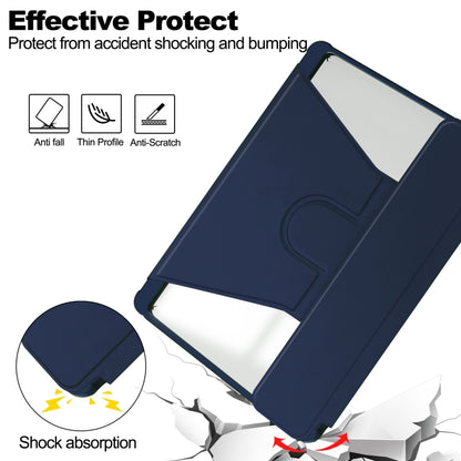 For Samsung Galaxy Tab S9 360 Rotation Transparent Smart Leather Case(Dark Blue) by bashfashion