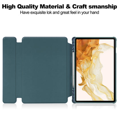 For Samsung Galaxy Tab S9+ 360 Rotation Transparent Smart Leather Case(Dark Green) by bashfashion