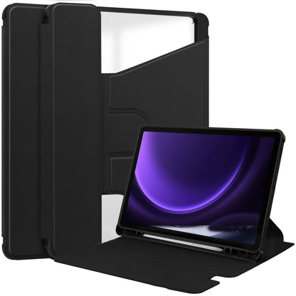 For Samsung Galaxy Tab S9 FE / S10 FE 360 Rotation Transparent Smart Leather Case(Black) by bashfashion
