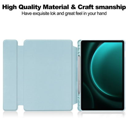 For Samsung Galaxy Tab S9 FE+ / S10+ 360 Rotation Transparent Smart Leather Case(Sky Blue) by bashfashion