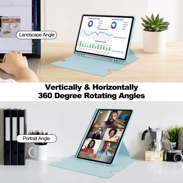 For Samsung Galaxy Tab S9 FE+ / S10+ 360 Rotation Transparent Smart Leather Case(Sky Blue) by bashfashion