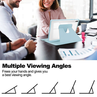 For Samsung Galaxy Tab S9 FE+ / S10+ 360 Rotation Transparent Smart Leather Case(Sky Blue) by bashfashion